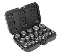 HÖGERT TECHNIK Juego de llaves tubulares de 1/2 pulgadas, 21 piezas, tuercas de 12 cantos de 836 mm, acero CrV, superficie satinada, llaves precisas en maletín para taller y coche