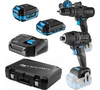 HÖGERT TECHNIK: Juego de taladros y atornilladores de impacto de 18 V, con 200 Nm y 100 Nm de par, 2 atornilladores de impacto sin escobillas, 2 baterías, cargador de 4 A, iluminación LED, y [aquí fal