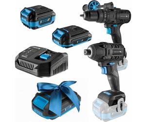 HÖGERT TECHNIK: Juego de taladros y atornilladores de impacto de 18 V, con 200 Nm y 100 Nm de par, 2 atornilladores de impacto sin escobillas, 2 baterías, cargador de 4 A, iluminación LED, y [aquí fal
