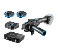 HÖGERT TECHNIK Kit amoladora angular a batería 18V, 125 mm, motor sin escobillas, 8000 RPM, con batería 4,0 Ah y cargador rápido, protección contra sobrecalentamiento y cortocircuito