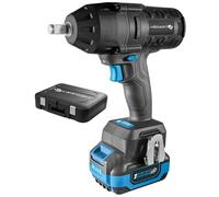 HÖGERT TECHNIK Llave de impacto inalámbrica 18V sin escobillas, 600 Nm, batería 4,0 Ah, cargador 4A, maletín, motor brushless, LED, para taller