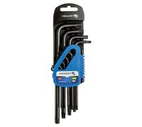 Högert Technik - Llave TORX I Juego de 9 piezas I Tamaños T10 a T50 I Hecho de acero de aleación S2 I Resistente a la deformación y la abrasión I HT1W816 - Negro