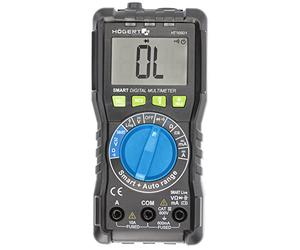 Högert Technik - Medidor digital multifuncional con tecnología SMART I Multímetro hasta 600V / 10A I RMS, NCV I Pantalla LCD I Revestimiento de goma I Ergonómico I Cable de medición incluido I HT1E601