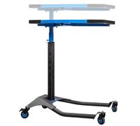 Högert Technik Mesa de Trabajo móvil HT7G564, Altura Regulable 86-120 cm, Capacidad 30 kg, Estructura en H para Taller, 4 Ruedas giratorias TPR con Freno, Azul-Negro