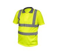 Högert Technik Warn Polo con Elementos Reflectantes, Transpirable, 100% poliéster, Ropa de protección Amarilla, Corte Libre, Visibilidad en Cuerpo y Hombros, Amarillo, XXL