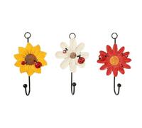 Hoement 3 Piezas Gancho Decorativo de Pared Margarita de Resina | Percha Floral Elegante, Hierro Resistente, Salón y Decoración del Hogar, Ahorro de Espacio