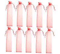 Hoement 50 Piezas de Bolsa de Malla de Organza para Abanicos de Mano Cierre de Cordón Bolso de Mano para Recuerdo de Boda 6 X 27 Cm Estuche de Almacenamiento para Abanicos