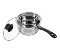 Hoement Cacerola de Acero Inoxidable Superficie Lisa y Bordes Suaves Tapa de Vidrio para Cocinar Salsa y Leche Adecuado para Cocinar y Hornear Alimentos Infantiles