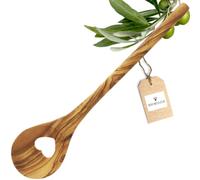 HOFMEISTER® Cuchara de cocina de diferentes tipos de madera: resistente al calor, antibacteriana gigante de haya, cerezo o madera de olivo (cuchara redonda de madera de olivo con corazón, 30 cm, 1)