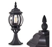 hofstein Lámpara de exterior Lentua, lámpara de pie de aspecto antiguo, aluminio fundido en negro con discos de plástico, luz de camino de 50cm, lámpara de jardín, casquillo E27, IP44, sin bombillas