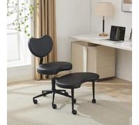 HOGEBIG Silla giratoria ergonómica Upgrade con asiento ancho y espuma viscoelástica, respaldo en forma de corazón con taburete giratorio