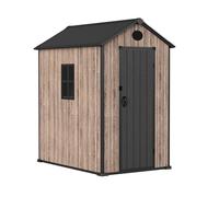 Hoggar - Caseta de Resina Jardín 2,70m2 Oak O30 - Suelo Incluido - Ventana Lateral - Efecto Madera Premium - Protección UV e Impermeable - Cierre con Pasador - Respiraderos - Puerta Batiente