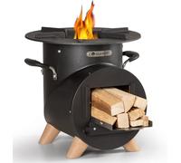 Hoguera con parrilla, brasero para terraza y camping, set de brasero con parrilla, braseros en forma de L con ganchos para remover, brasero para el jardín
