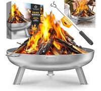 Hoguera de 2,5 mm de grosor, acero. | Cesta para fuego de 80 cm de diámetro, acero aleado. | Tonel para fuego con +42 cm de altura. Gancho para fuego de hierro fundido. Orificio de desagüe y 2 asas re
