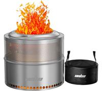 Hoguera exterior sin chimenea, de 50 x 41,5 cm, estufa portátil de acero inoxidable, brasero para jardín, camping, cubo de fuego para leña con bolsa de transporte