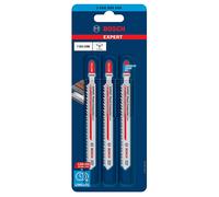 Bosch Hojas de sierra de calar Expert T301CHM 3x – para WPC y superficies sólidas – 117 mm