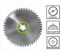 Hoja de sierra circular de dientes finos Festool HW 190 x 2,4 mm xFF W48 190 mm 48 dientes FastFix ( 492050 )