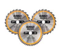 DeWALT – Juego de 3 piezas de hojas de sierra para madera DT1963 250x30 mm