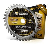 Hoja de sierra circular HM 130 x 16 Z36 dientes alternos para madera - Corte fino. AMBOSS WERKZEUGE® hoja de sierra 130 mm compatible con Metabo 4340*. 6311. BHK 01*. BHK 2*. KS 3340 S. KS 40 S. Max