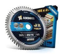 Hoja de sierra circular HM 165x20 16 Z60 con dentado plano trapezoidal para aluminio. AMBOSS WERKZEUGE® Hoja de sierra 165mm +Anillo reductor 16 20mm. 165x20 165x16 compatible con Bosch GKS 18v-57g