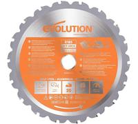 Hoja de sierra de carburo de tungsteno (TCT) Evolution RAGE, de 185 mm, para uso múltiple, con 20 dientes