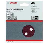 Hojas de lijado para excéntrica Expert wood: 115mm 8P. G40x5 | BOSCH 2608605103