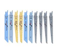 Hojas de sierra alternativa Juego de 10 piezas Hoja de sierra de sable bimetálica de acero con alto contenido de carbono para cortar madera, metal, madera con clavos, ajuste