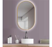 HOKO Espejo de Baño LED Ovalado 60x100cm Marco Dorado Anti-vaho Luz Indirecta Posterior Temperatura de Color Regulable CCT Memoria IP44 Pared Tivoli
