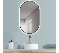 HOKO Espejo de Baño LED Ovalado 60x100cm Marco Luz Indirecta Posterior Temperatura de Color Regulable CCT Memoria IP44 Pared Genua