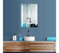 HOKO Espejo de Baño LED Rectangular 50x70cm con Luz Lateral Anti-vaho Reloj Digital CCT Regulable Memoria IP44 Pared Hannover