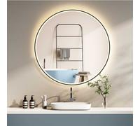 HOKO Espejo de Baño LED Redondo 60cm Marco Anti-vaho Temperatura de Color Regulable de Forma Continua CCT Memoria IP44 Pared Salerno