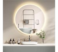 HOKO Espejo de Baño LED Redondo 80cm Con Lupa 3X Temperatura de Color Regulable de Forma Continua CCT Memoria IP44 Pared Hamburg
