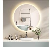 HOKO Espejo de Baño LED Redondo 80cm Temperatura de Color Regulable de Forma Continua CCT Función de Memoria Táctil IP44 Pared Bremen