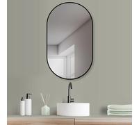HOKO Espejo de Baño Ovalado 60x100cm Marco de Aluminio Mate Espejo de Pared Diseño Inteligente Para Baño Pasillo Neapel