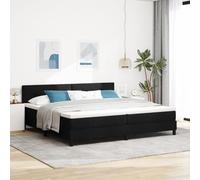 Holamys Cama con somier con colchón, color negro, 200 x 200 cm, funda de tela, diseño moderno, para dormitorios grandes, estructura de cama robusta