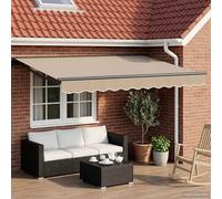 Holamys Toldo eléctrico extensible 3,5 x 2 m en color beige y antracita para jardín, terraza, balcón, resistente a la intemperie, con motor, mando a distancia y brazos de acero inoxidable