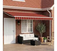 Holamys Toldo retráctil manual de 5 x 3,5 m para balcón, terraza, jardín, extensible, protección solar con manivela o motor, resistente a la intemperie, cortavientos, resistente a los rayos UV para