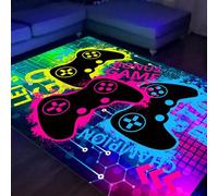 HOLAVIDA Alfombra Juego Juegos de Neón, 3D Controlador Reactivo Luz Negra, Luminosa Antideslizante, Brilla Oscuridad, Decoración Niños, 180x120cm