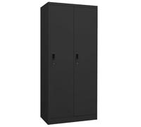 Holekex Armario antracita de acero 80 x 50 x 180 cm con 2 compartimentos y cerraduras, perchero para dormitorio y pasillo, espacio de almacenamiento con perchas, organizador para habitación juvenil y