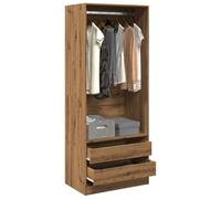 Holekex Armario Artisan-roble de 80 x 50 x 200 cm con cajón y barra, perchero compacto para dormitorio, pasillo y habitación juvenil, práctico espacio de almacenamiento y organizador