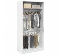 Holekex Armario blanco de madera con 2 compartimentos, 100 x 50 x 200 cm, perchero con espacio de almacenamiento para dormitorio, pasillo, habitación juvenil, armario compacto con barra y estante