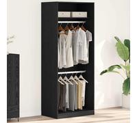 Holekex Armario con estante en aspecto de roble negro de madera de 80 x 50 x 200 cm independiente con espacio de almacenamiento y estantes para dormitorio, pasillo y dormitorio juvenil