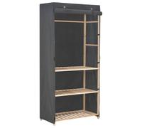Holekex Armario de 3 niveles gris con tela y marco de madera de abeto, 79 x 40 x 170 cm, perchero con barra y estantes para dormitorio, pasillo, habitación juvenil, espacio de almacenamiento y sistema