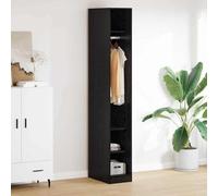 Holekex Armario de dormitorio con estante en color roble negro 50 x 30 x 200 cm, espacio de almacenamiento con 3 estantes, perchero para pasillo, habitación juvenil, vestíbulo, organizador para uso