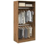 Holekex Armario de madera de roble Artisan, 100 x 50 x 200 cm, con espacio de almacenamiento y perchero para dormitorio, pasillo, habitación juvenil, armario compacto con barra y estante para sistema