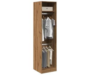 Holekex Armario de madera de roble Artisan, 50 x 50 x 200 cm, con espacio de almacenamiento, armario, cajón y barra para dormitorio, pasillo, habitación juvenil, vestíbulo y vestidor