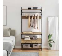 Holekex Armario de madera de roble Artisan, 89 x 39 x 184,5 cm, con mucho espacio de almacenamiento, armario y cajón para dormitorio, pasillo, habitación juvenil, con barra y estante para sistema de