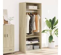 Holekex Armario de madera de roble Sonoma, 80 x 50 x 200 cm, con barra para colgar y estante, perchero para dormitorio, dormitorio juvenil y pasillo, organizador de espacio para sistema de