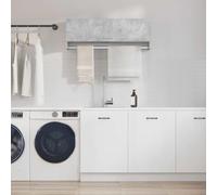 Holekex Armario de madera gris hormigón, 100 x 32,5 x 35 cm, con barra para colgar y 2 compartimentos, almacenamiento versátil para dormitorio, pasillo, habitación infantil y habitación juvenil