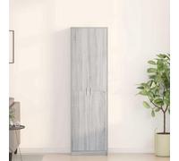 Holekex Armario de madera Sonoma gris 55 x 25 x 189 cm con 5 estantes y puertas batientes, perchero para dormitorio y pasillo, organizador de espacio para habitación infantil y juvenil